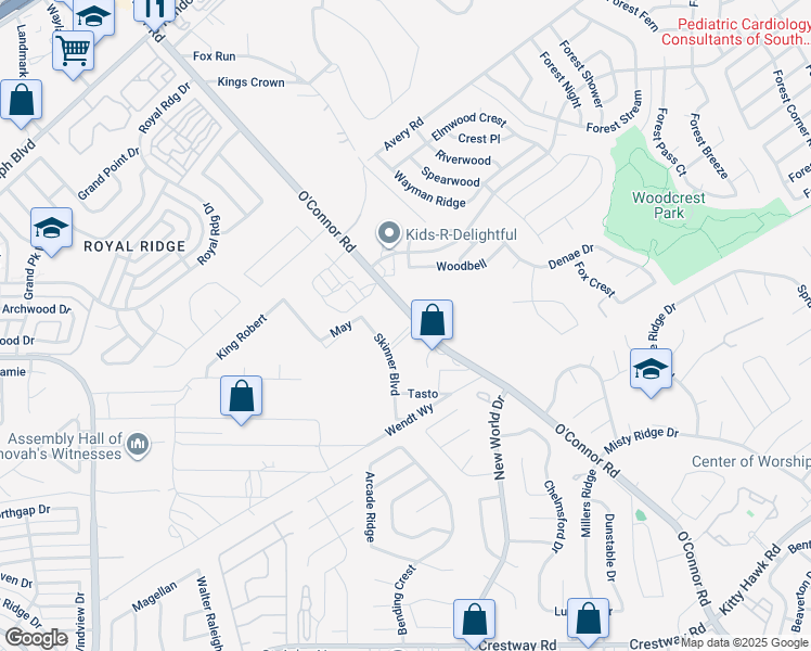 map of restaurants, bars, coffee shops, grocery stores, and more near 10259 O'Connor Road in San Antonio