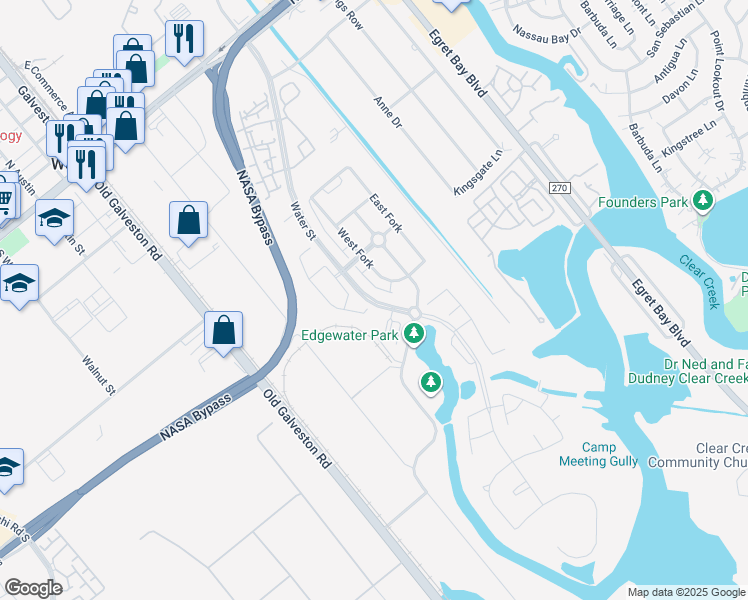 map of restaurants, bars, coffee shops, grocery stores, and more near 605 Water Street in Webster