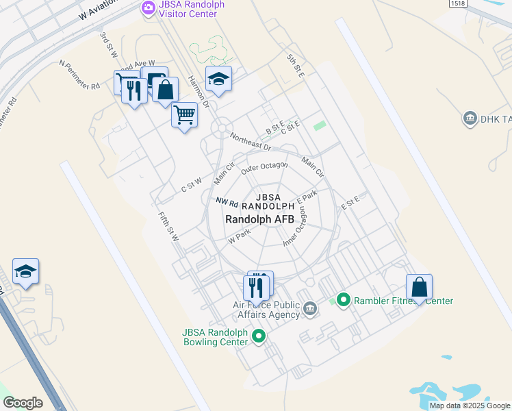 map of restaurants, bars, coffee shops, grocery stores, and more near 53 Military Plaza in Universal City