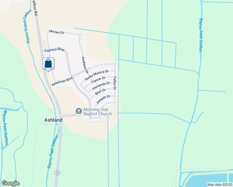 map of restaurants, bars, coffee shops, grocery stores, and more near 269-299 Blair Drive in Houma