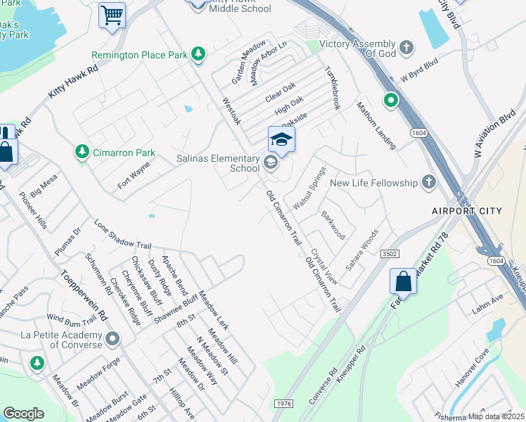 map of restaurants, bars, coffee shops, grocery stores, and more near 10565 Old Cimarron Trail in Universal City