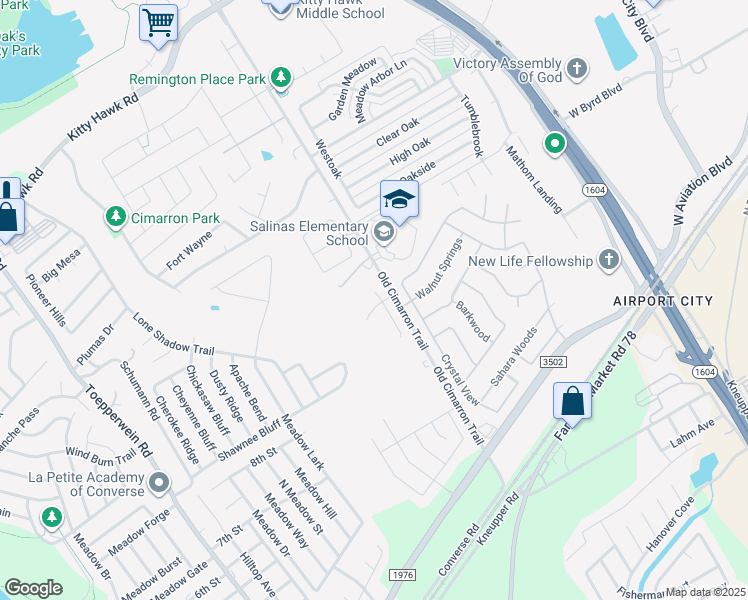 map of restaurants, bars, coffee shops, grocery stores, and more near 10565 Old Cimarron Trail in Universal City