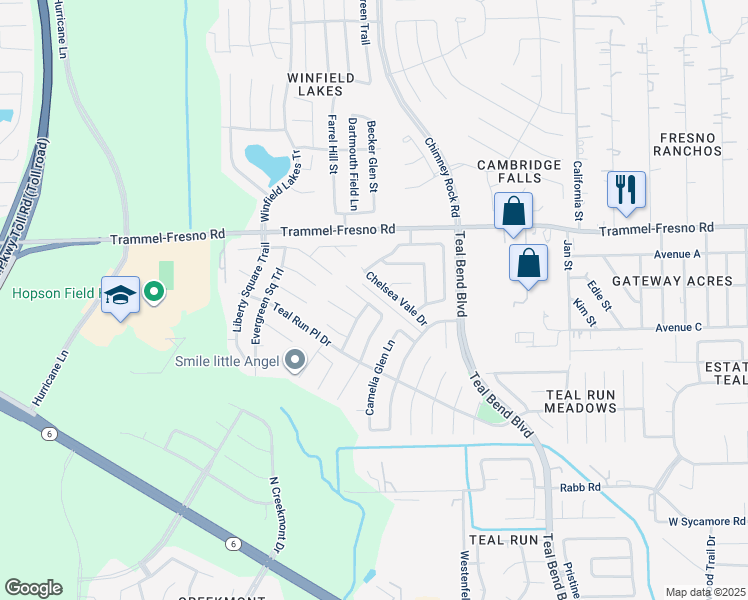 map of restaurants, bars, coffee shops, grocery stores, and more near 2222 Dawn Shadow Way in Fresno