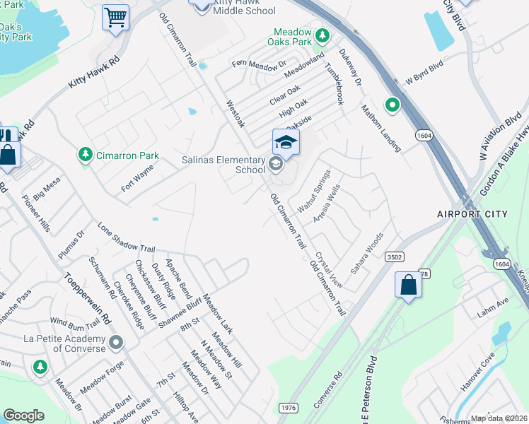 map of restaurants, bars, coffee shops, grocery stores, and more near 10565 Old Cimarron Trail in Universal City