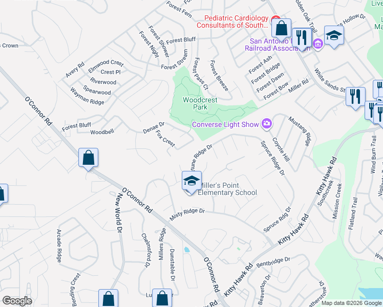 map of restaurants, bars, coffee shops, grocery stores, and more near 6712 Marble Lake in Live Oak