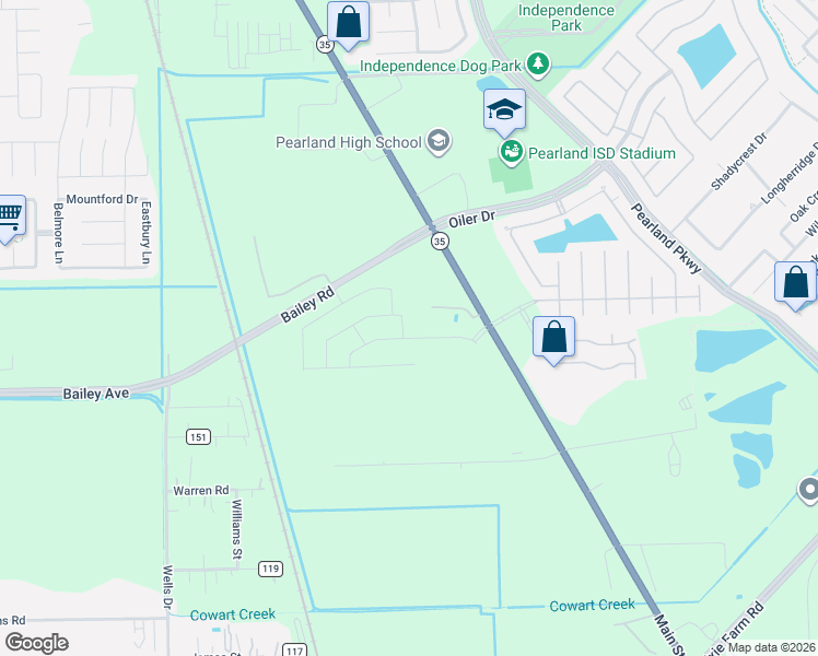 map of restaurants, bars, coffee shops, grocery stores, and more near 4030 South Main Street in Pearland
