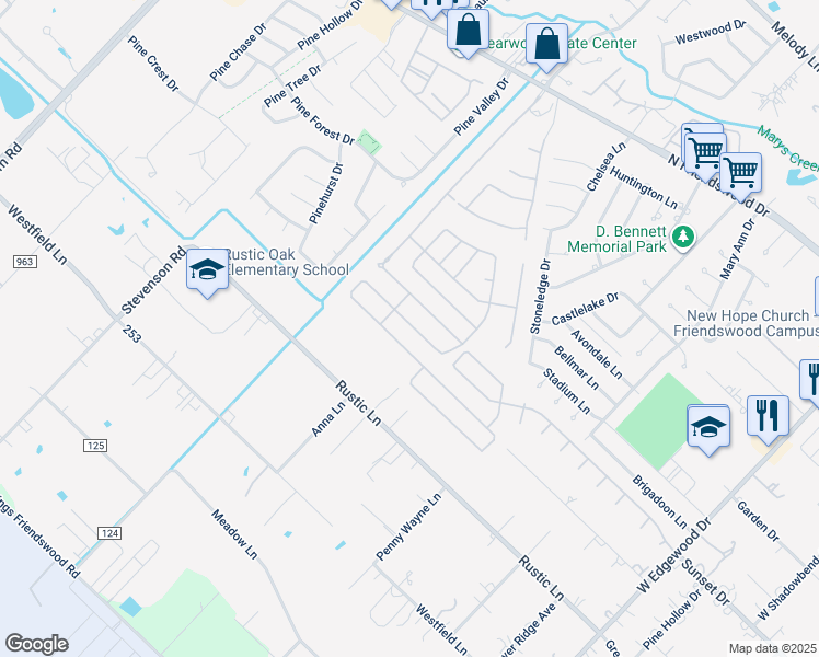 map of restaurants, bars, coffee shops, grocery stores, and more near 1115 Gulfton Drive in Pearland