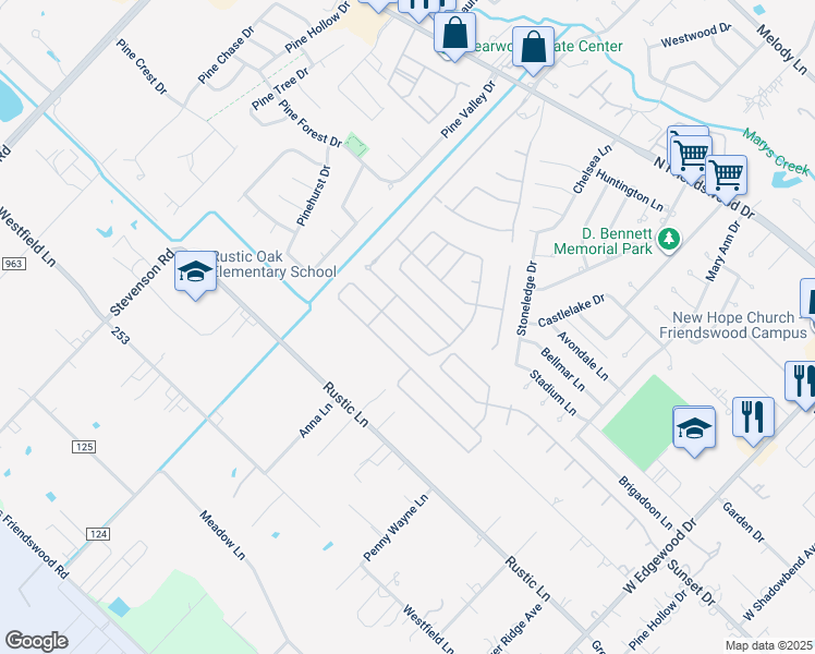 map of restaurants, bars, coffee shops, grocery stores, and more near 1115 Gulfton Drive in Pearland