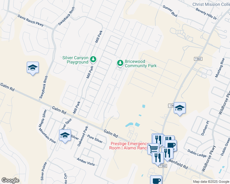 map of restaurants, bars, coffee shops, grocery stores, and more near 9802 Bricewood Oak in San Antonio