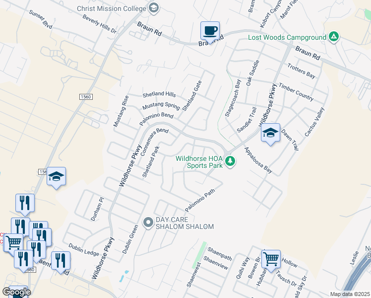 map of restaurants, bars, coffee shops, grocery stores, and more near 9826 Palomino Oaks in San Antonio