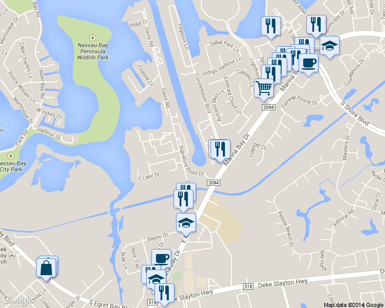map of restaurants, bars, coffee shops, grocery stores, and more near 500 Davis Road in League City
