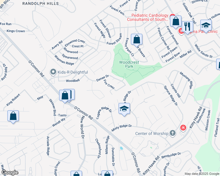 map of restaurants, bars, coffee shops, grocery stores, and more near 10807 Fox Crest in Live Oak