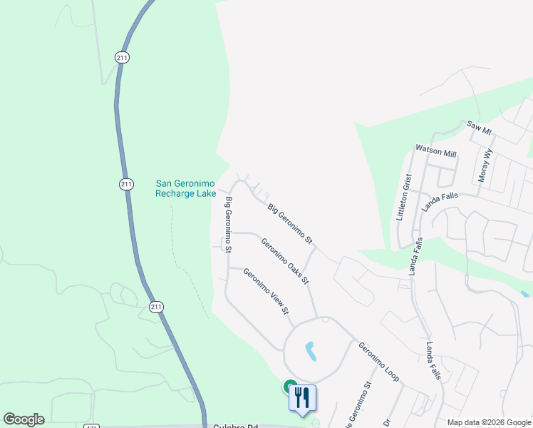 map of restaurants, bars, coffee shops, grocery stores, and more near 10110 Big Geronimo Street in San Antonio