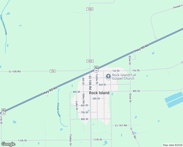 map of restaurants, bars, coffee shops, grocery stores, and more near 3307 Cr 106 Road in Rock Island
