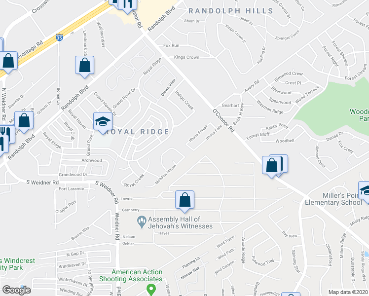 map of restaurants, bars, coffee shops, grocery stores, and more near 10266 Grand Meadow in San Antonio