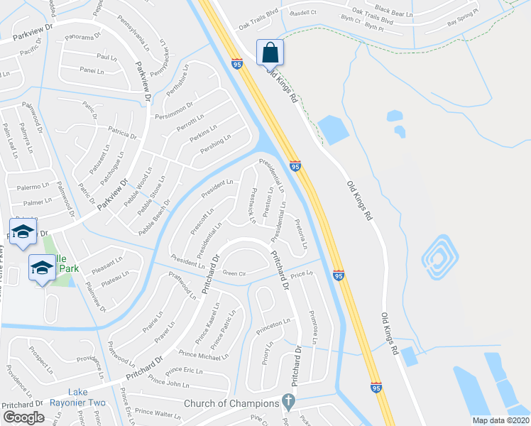 map of restaurants, bars, coffee shops, grocery stores, and more near 17 Preston Lane in Palm Coast