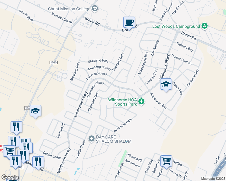 map of restaurants, bars, coffee shops, grocery stores, and more near 9826 Palomino Oaks in San Antonio
