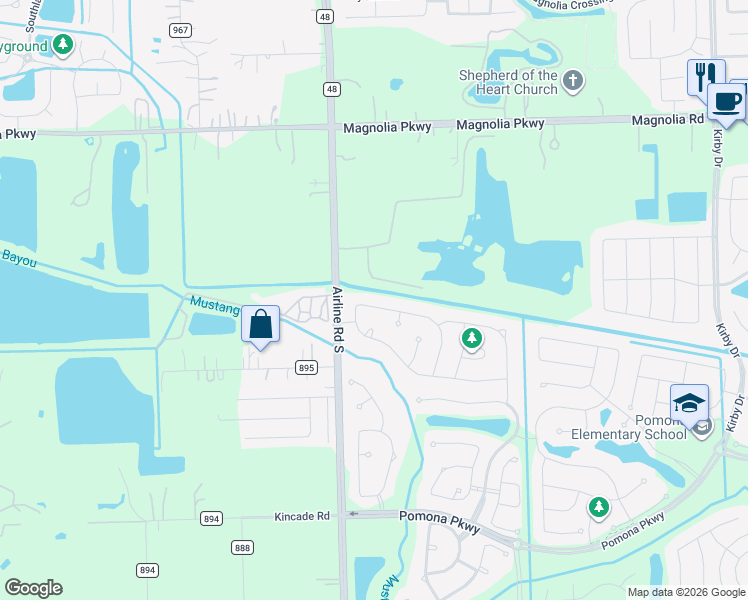 map of restaurants, bars, coffee shops, grocery stores, and more near 2011 Blackhawk Ridge Lane in Manvel