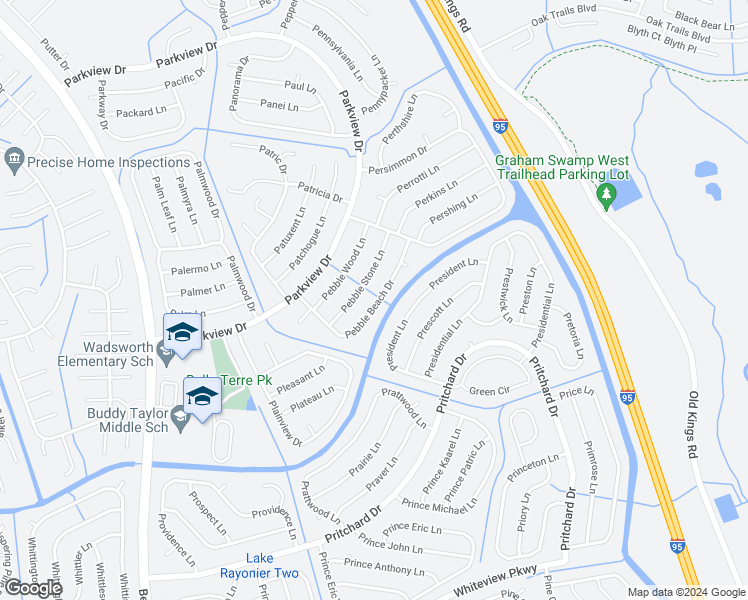 map of restaurants, bars, coffee shops, grocery stores, and more near 61 Pebble Beach Drive in Palm Coast