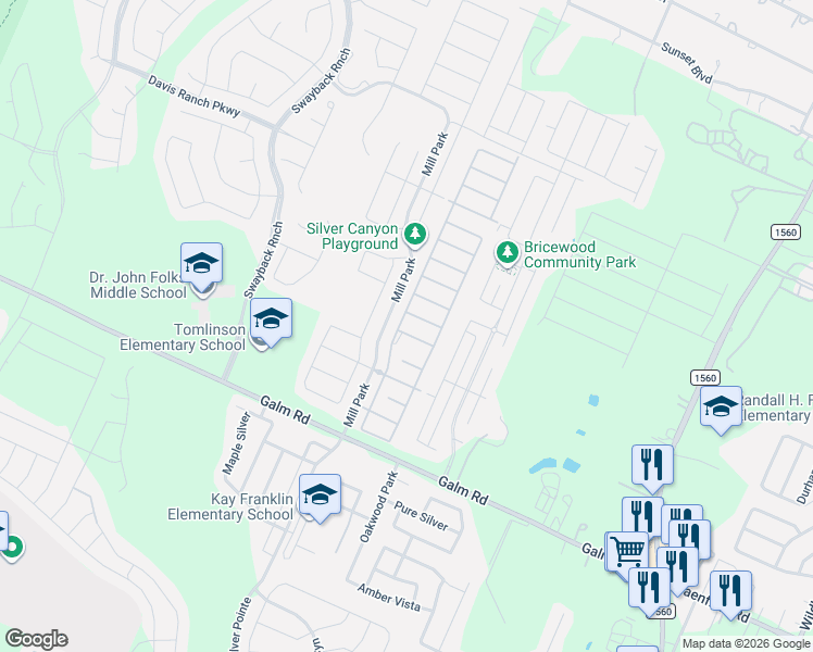 map of restaurants, bars, coffee shops, grocery stores, and more near 9823 Mill Path in San Antonio