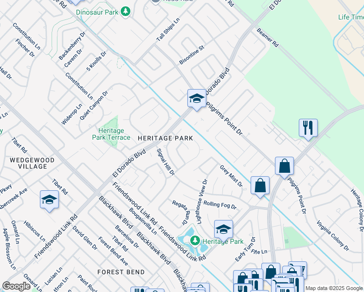 map of restaurants, bars, coffee shops, grocery stores, and more near 2614 Ledgebrook Lane in Friendswood