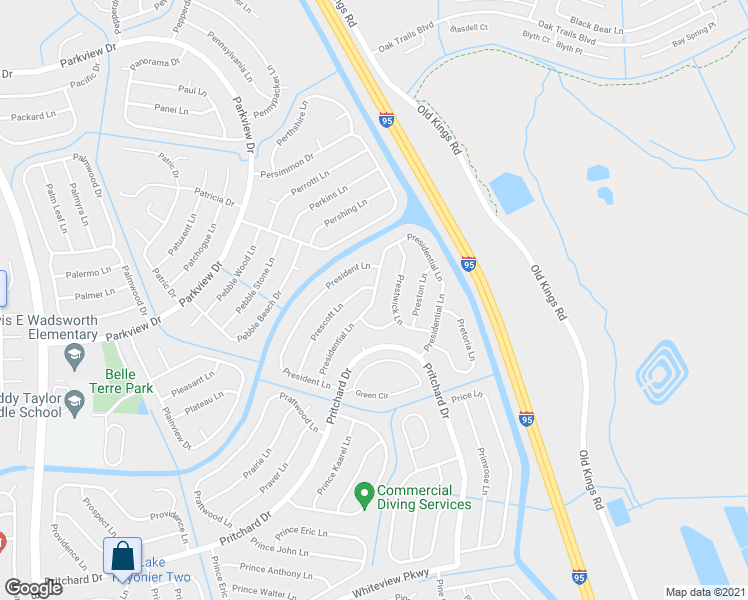 map of restaurants, bars, coffee shops, grocery stores, and more near 33 Presidential Lane in Palm Coast