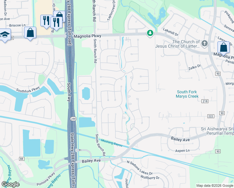 map of restaurants, bars, coffee shops, grocery stores, and more near 3518 Apple Grove Drive in Manvel