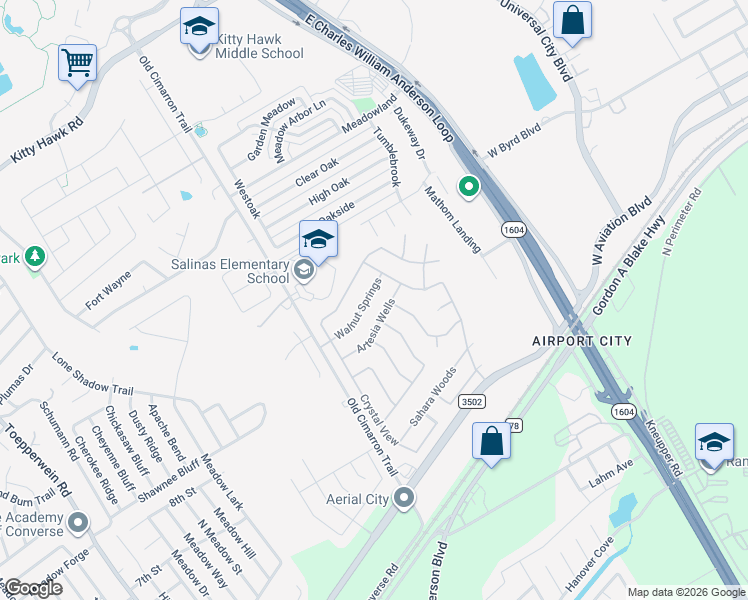 map of restaurants, bars, coffee shops, grocery stores, and more near 9026 Walnut Springs in Universal City