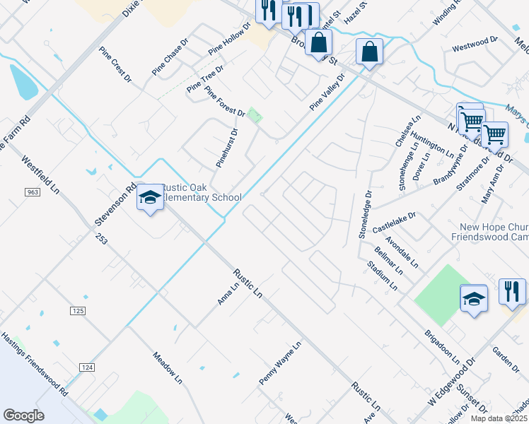 map of restaurants, bars, coffee shops, grocery stores, and more near 1207 Gulfton Drive in Pearland