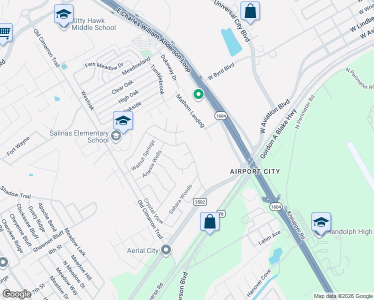 map of restaurants, bars, coffee shops, grocery stores, and more near 10610 Springwood Square in Universal City