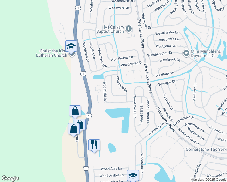 map of restaurants, bars, coffee shops, grocery stores, and more near 22 Wood Fair Lane in Palm Coast