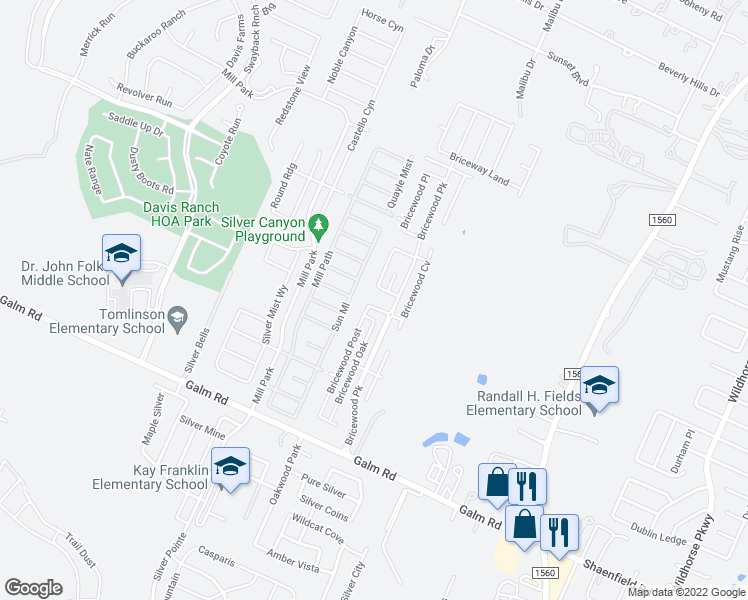 map of restaurants, bars, coffee shops, grocery stores, and more near 11726 Bricewood Bluff in San Antonio