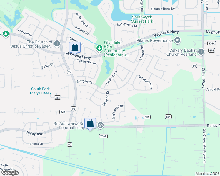 map of restaurants, bars, coffee shops, grocery stores, and more near 3810 Wellesley Court in Pearland