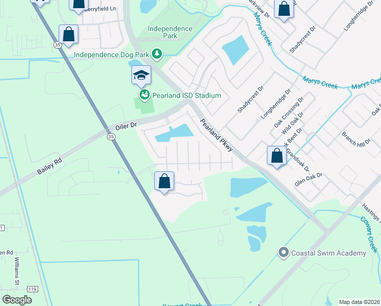 map of restaurants, bars, coffee shops, grocery stores, and more near 3903 Travis Lake Court in Pearland