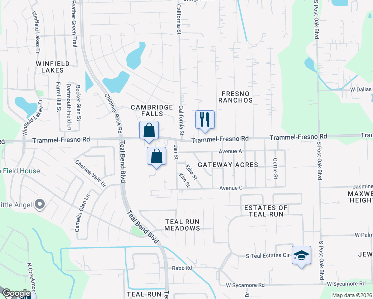 map of restaurants, bars, coffee shops, grocery stores, and more near 1706 Avenue A in Fresno