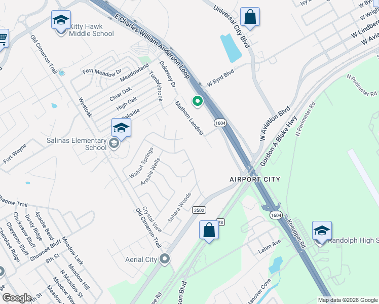 map of restaurants, bars, coffee shops, grocery stores, and more near 10610 Springwood Square in Universal City