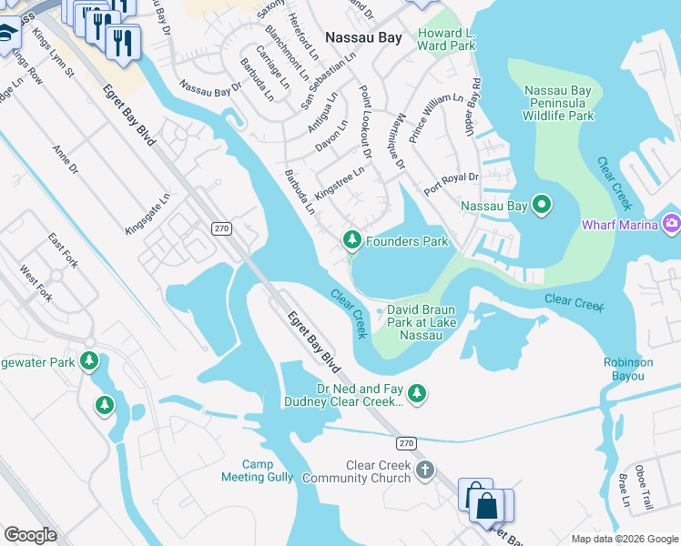 map of restaurants, bars, coffee shops, grocery stores, and more near 18806 Point Lookout Drive in Houston