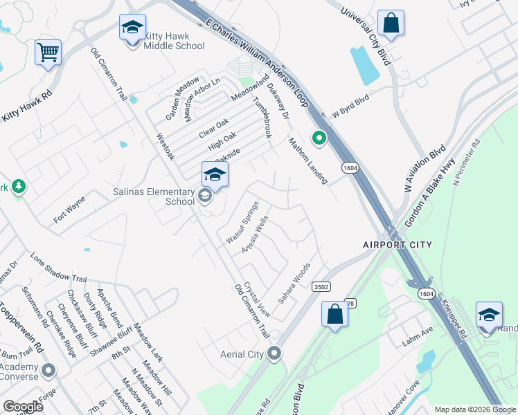 map of restaurants, bars, coffee shops, grocery stores, and more near 9026 Walnut Springs in Universal City