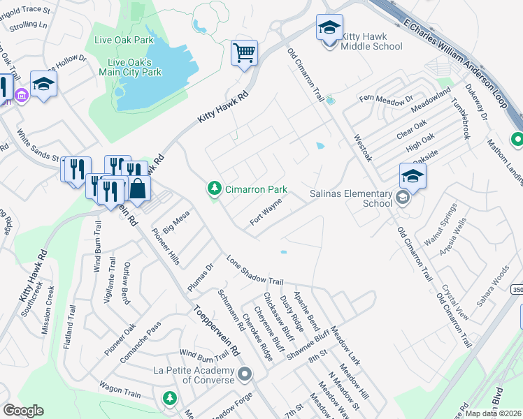 map of restaurants, bars, coffee shops, grocery stores, and more near 128 Fort Wayne in Universal City