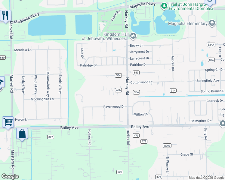map of restaurants, bars, coffee shops, grocery stores, and more near 6210 Sharondale Street in Pearland