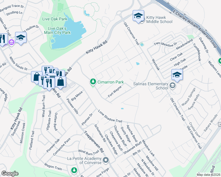 map of restaurants, bars, coffee shops, grocery stores, and more near 128 Fort Wayne in Universal City