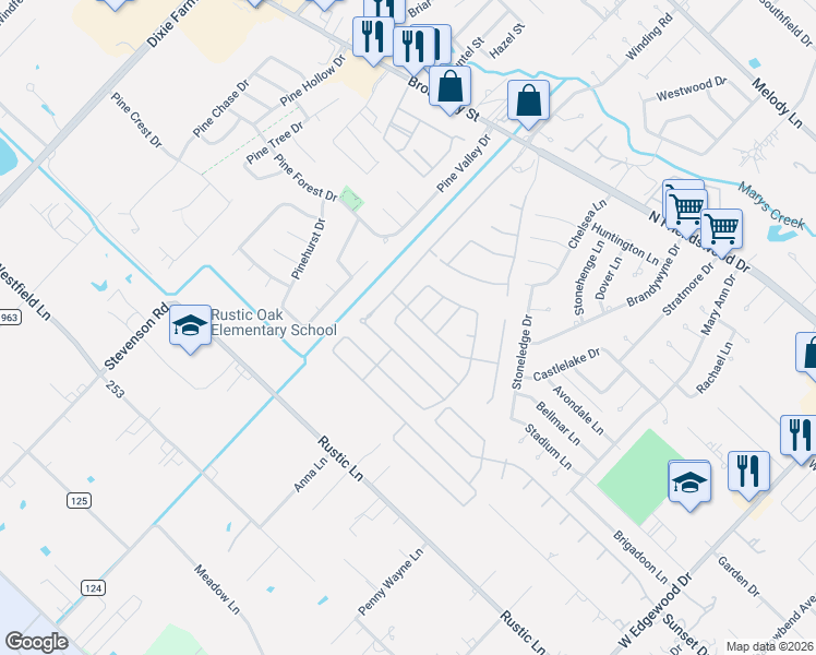 map of restaurants, bars, coffee shops, grocery stores, and more near 1202 Lake Shore Drive in Pearland