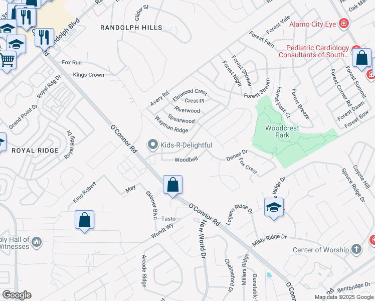 map of restaurants, bars, coffee shops, grocery stores, and more near 6603 Wood Bench in Live Oak