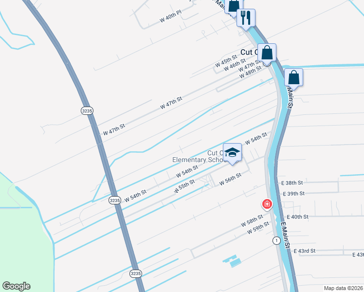 map of restaurants, bars, coffee shops, grocery stores, and more near 305 Providence Avenue in Cut Off