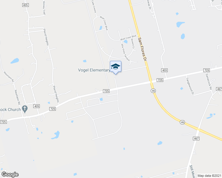 map of restaurants, bars, coffee shops, grocery stores, and more near 15885 Farm to Market Road 725 in Seguin
