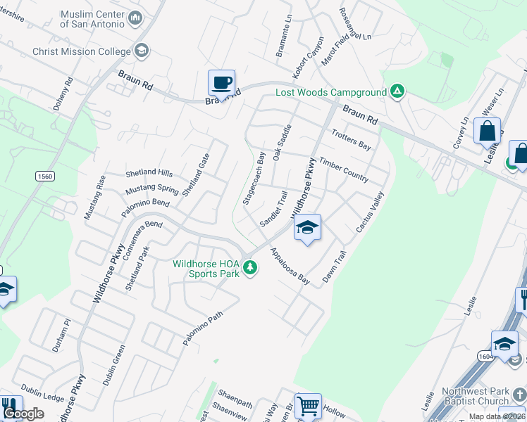 map of restaurants, bars, coffee shops, grocery stores, and more near 9941 Spring Beauty in San Antonio