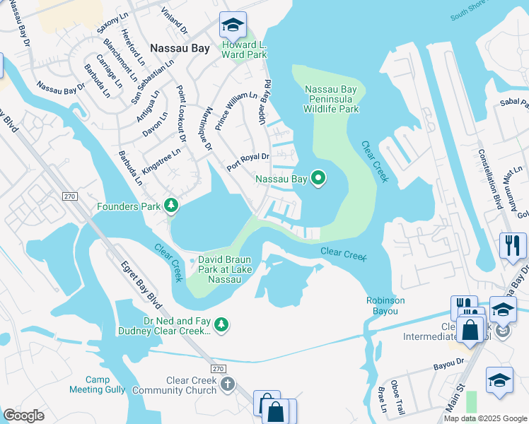 map of restaurants, bars, coffee shops, grocery stores, and more near 18739 Martinique Drive in Houston