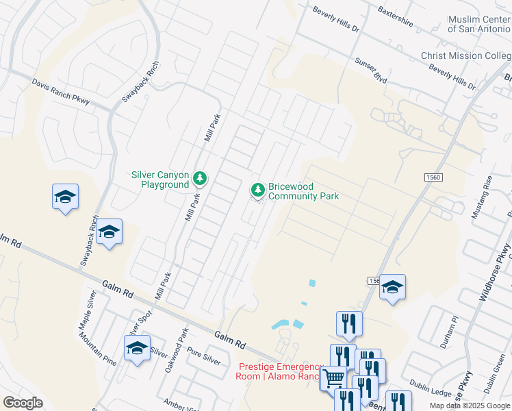 map of restaurants, bars, coffee shops, grocery stores, and more near 9930 Bricewood Nest in San Antonio