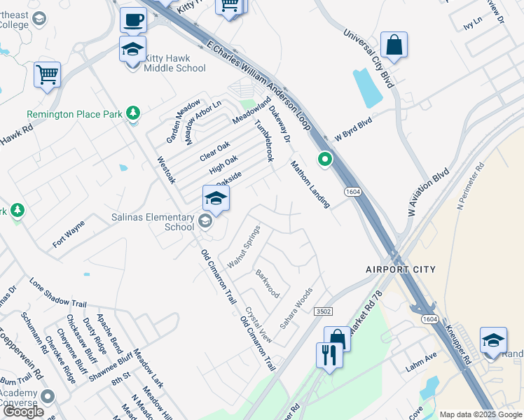 map of restaurants, bars, coffee shops, grocery stores, and more near 9027 Scarlet Creek in Universal City