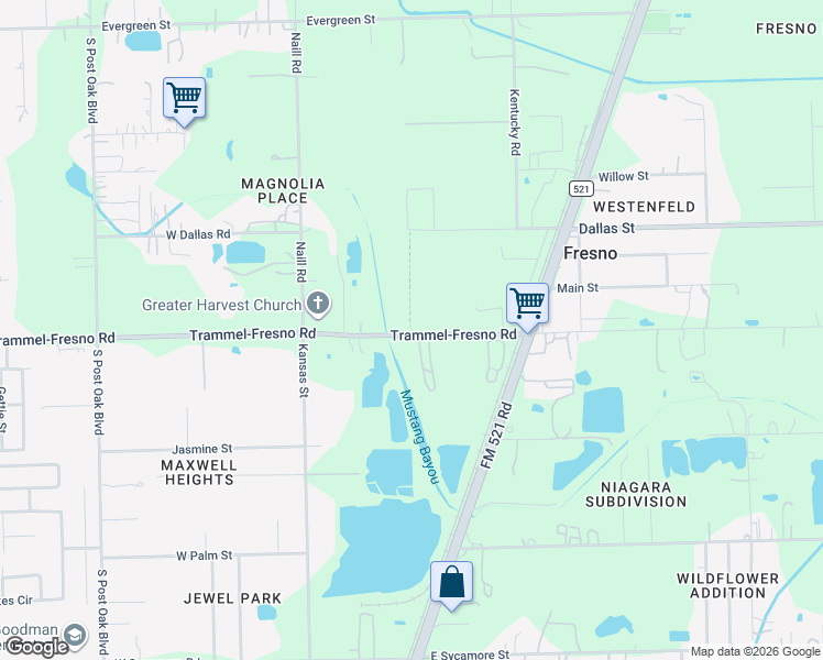 map of restaurants, bars, coffee shops, grocery stores, and more near 345399 Trammel-Fresno Road in Fresno